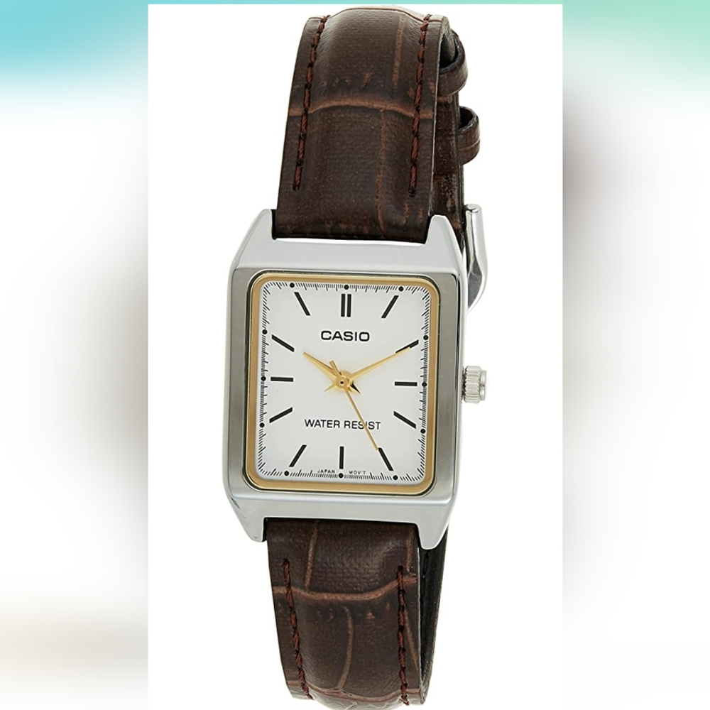 Casio tank leather watch